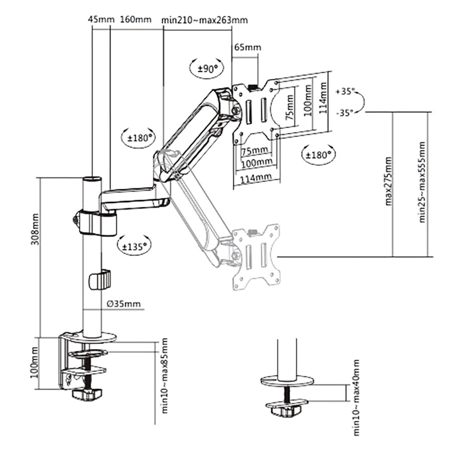 VSC/001 Supporto per Video Monitor