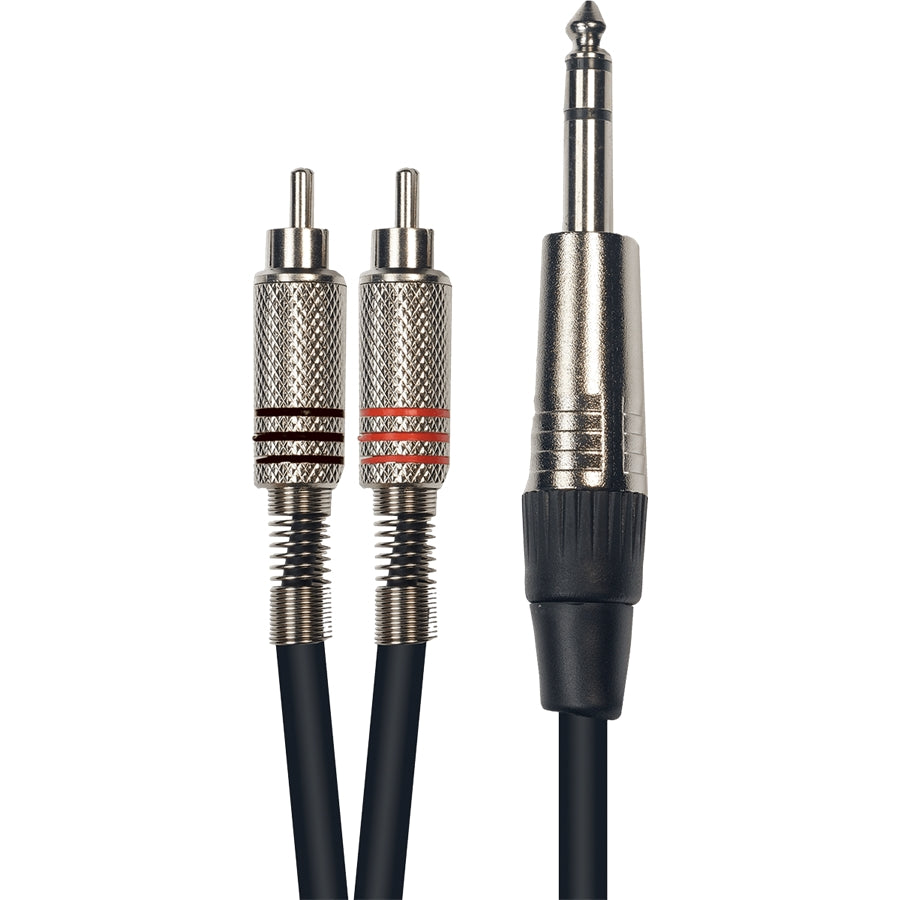 K02ST-3 Cavo Segnale Stereo 2x RCA maschio/Jack TRS 3 m