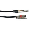 K02ST-3 Cavo Segnale Stereo 2x RCA maschio/Jack TRS 3 m