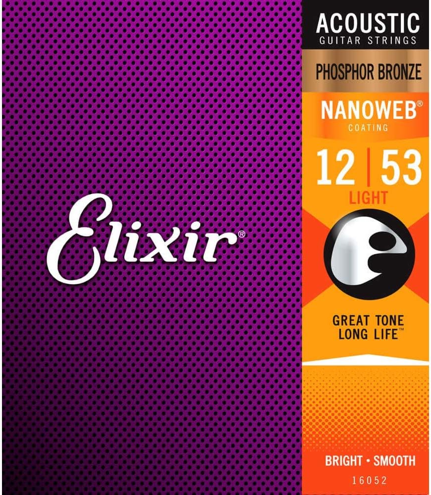 ELIXIR 16052 Nanoweb Light Acoustic Phosphor Bronze 12-53