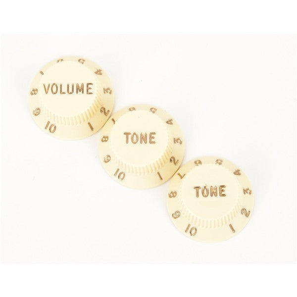 Fender Parts Stratocaster Knobs (Volume Tone) (3) Aged White 0991369000