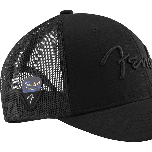 Fender 6 Panel Mesh Back Pick Pocket Hat Black 9122421300