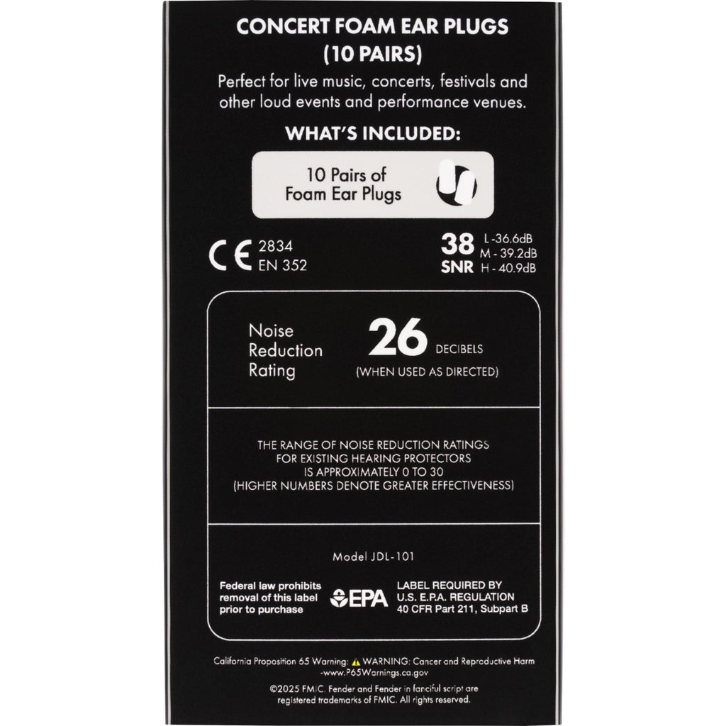 Ear Plugs Fender concert foam ear plugs (10 pairs) 0990545003