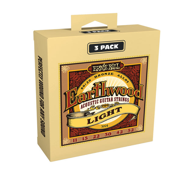 ERNIE BALL 3004 Earthwood 80/20 Bronze Light 11-52 3 PACK