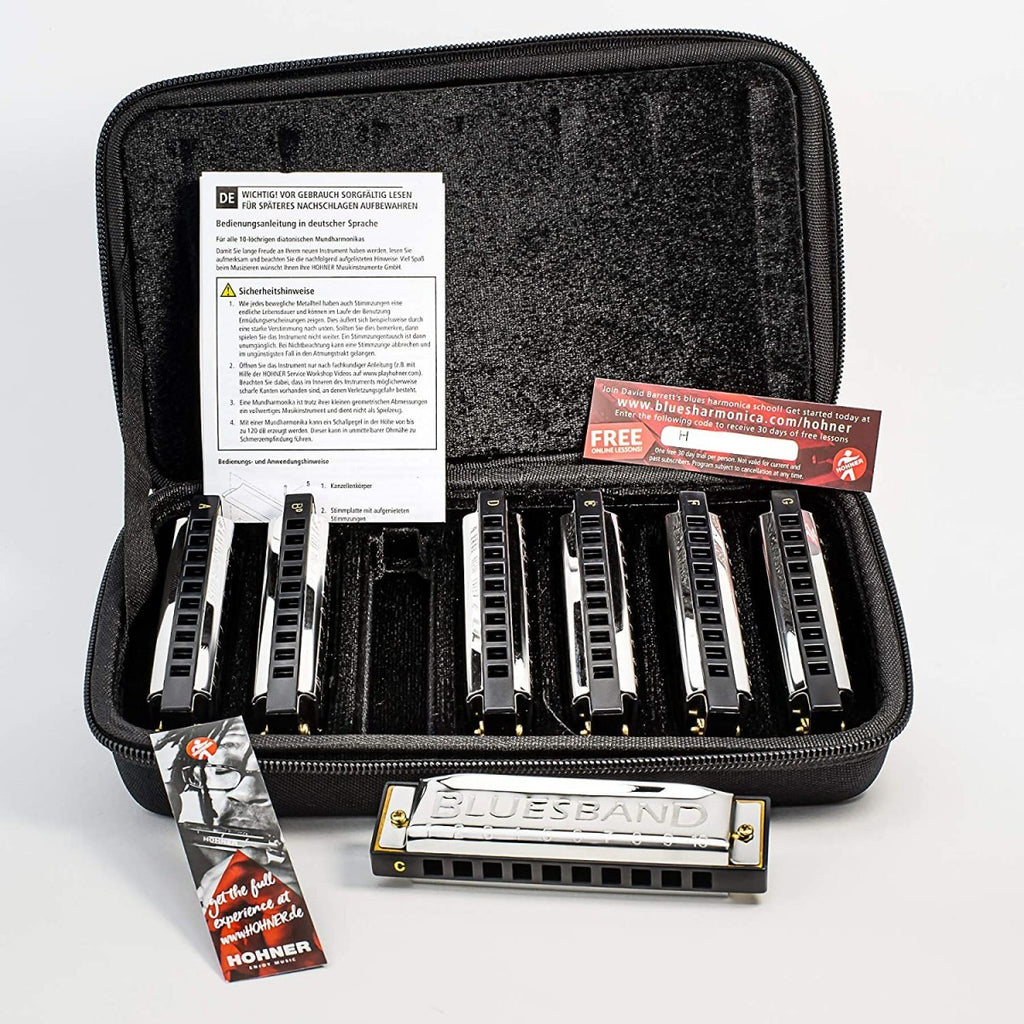 HOHNER BLUES BAND PACK 7 ARMONICHE DIATONICHE A C D E F G e Bb CON CUSTODIA