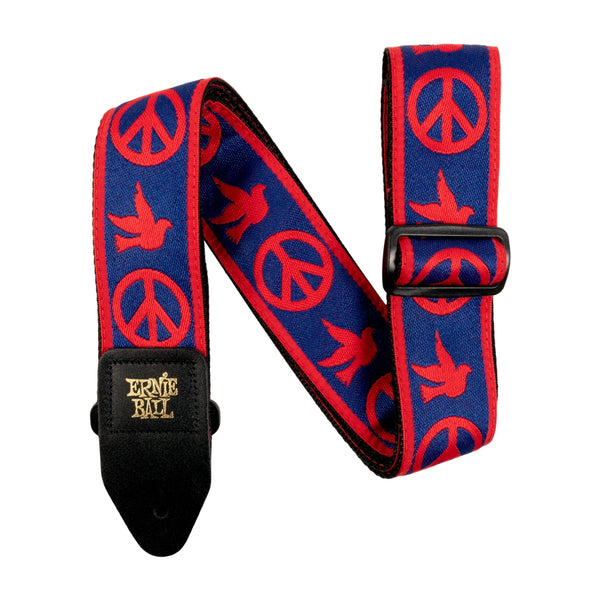 4698 Tracolla Red and Blue Peace Love Dove Jacquard Strap 2021