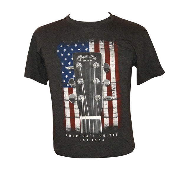 18CM0132M T-Shirt American Flag, Charcoal, M