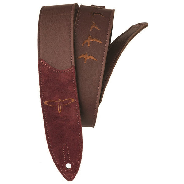 Premium Leather Strap, Birds Embroid Burgundy (102079::009:)