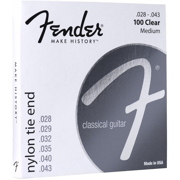 Muta Fender Nylon Acoustic Strings 100 Clear/Silver Tie End Gauges .028-.043, (6) 0730100400