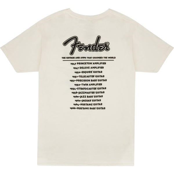 T-Shirt Fender World Tour  Vintage White, L 9192822506