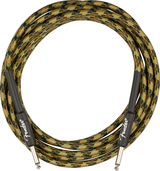FENDER Professional Series Instrument Cable Straight/Straight 10', Woodland Camo