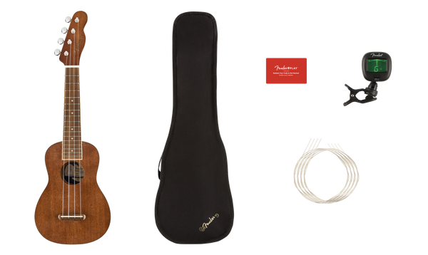 FENDER Seaside Soprano Ukulele Pack Walnut Fingerboard Natural