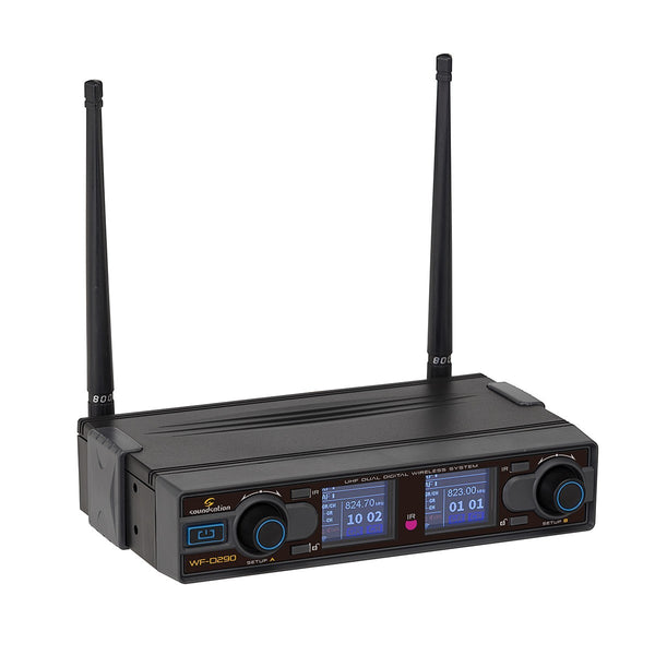 RADIOMIC. DIG DOPPIO UHF SOUNDSATION WF-D290HP MKII-A2 1TX MANO + TASC.&HEADSET UK 606-613.5MHz