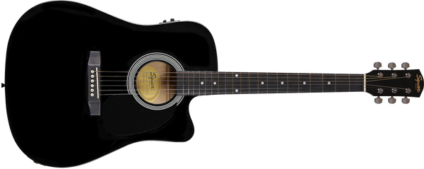 SQUIER SA105CE Dreadnought Cutaway Stained Hardwood Fingerboard Black