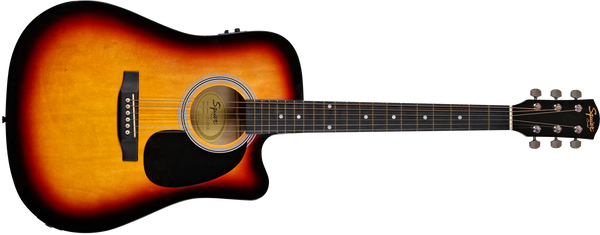 SQUIER SA105CE Dreadnought Cutaway Stained Hardwood Fingerboard Sunburst
